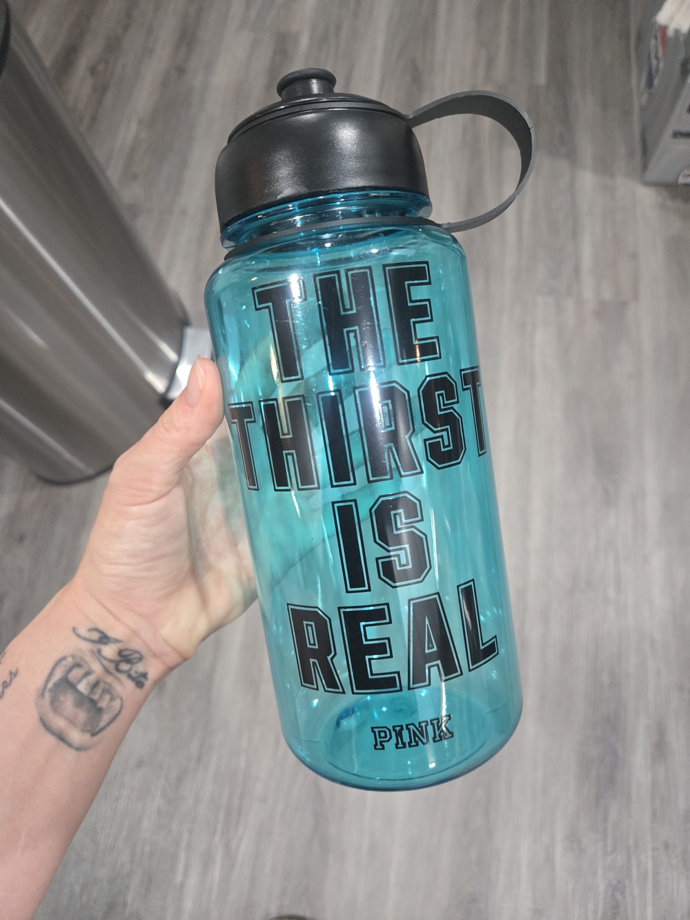 PINK Victoria's Secret Teal 'The Thirst Is Real' Water Bottle